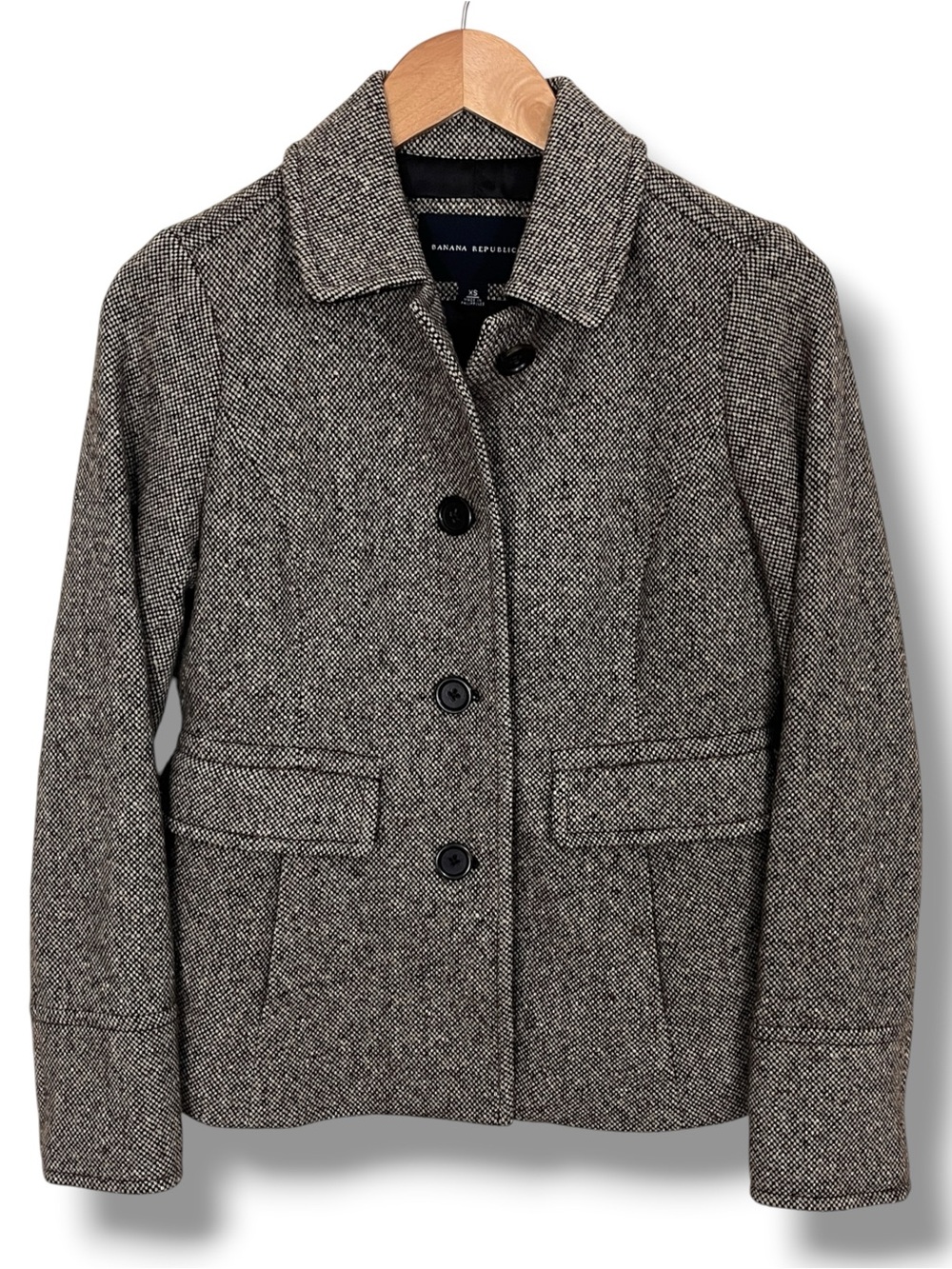 Banana Republic Brown & Tan Wool Blend Tweed Jacket Size XS